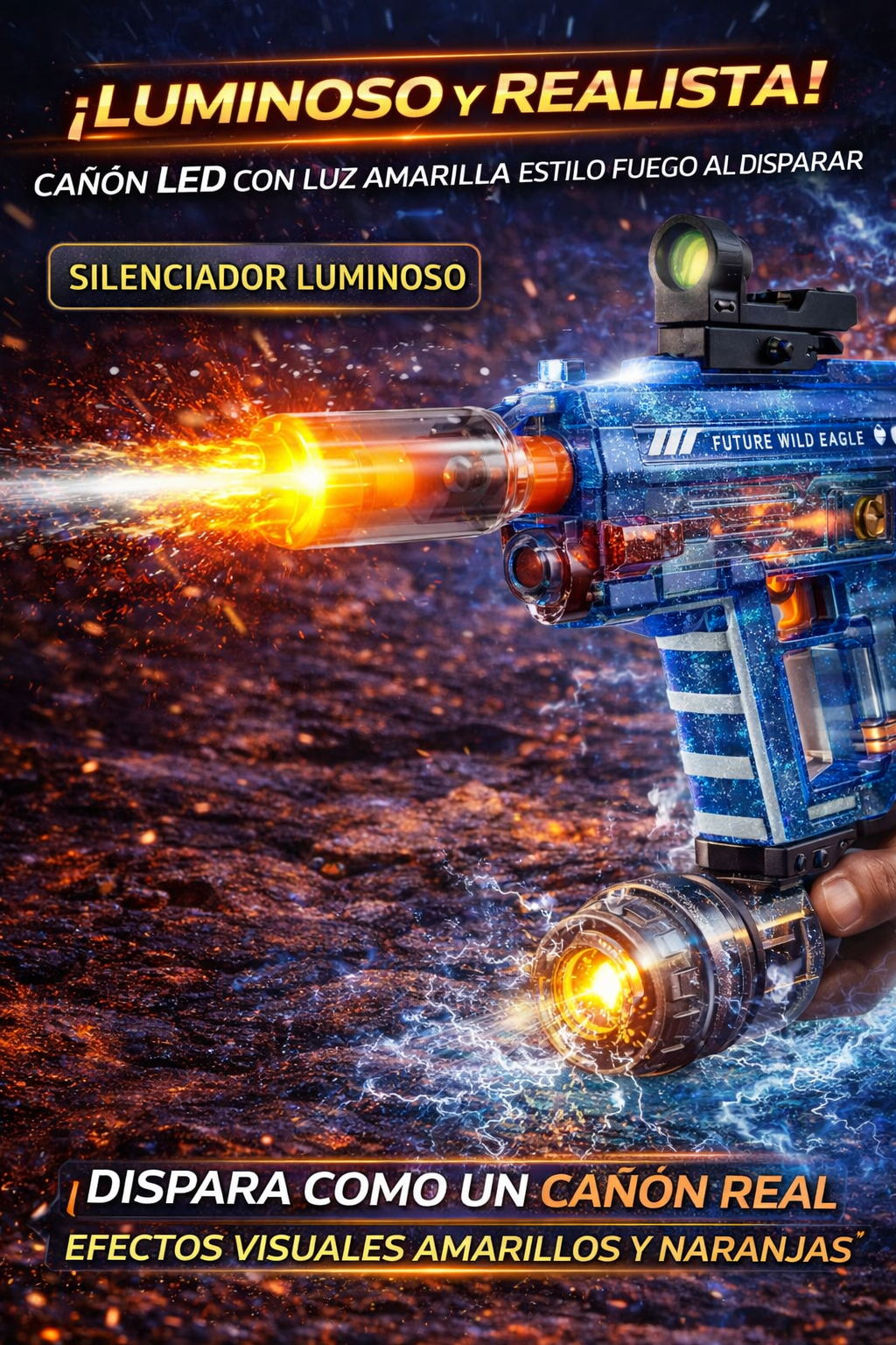 🔫💦 Mini Uzi Eléctrica de Agua RGB Recargable