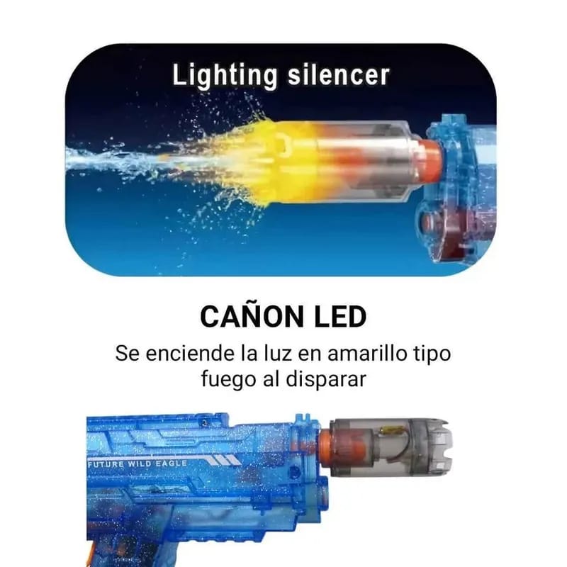 PISTOLA DE AGUA ELECTRICA UZI RGB RECARGABLE